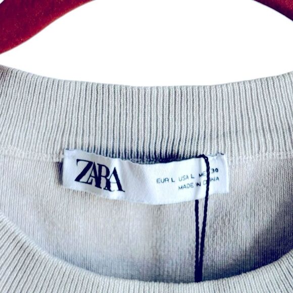 Zara Ruched Waist Knit Dress Grey Seamless Mini Dress Size Large NWT 4 0439 - Picture 6 of 8